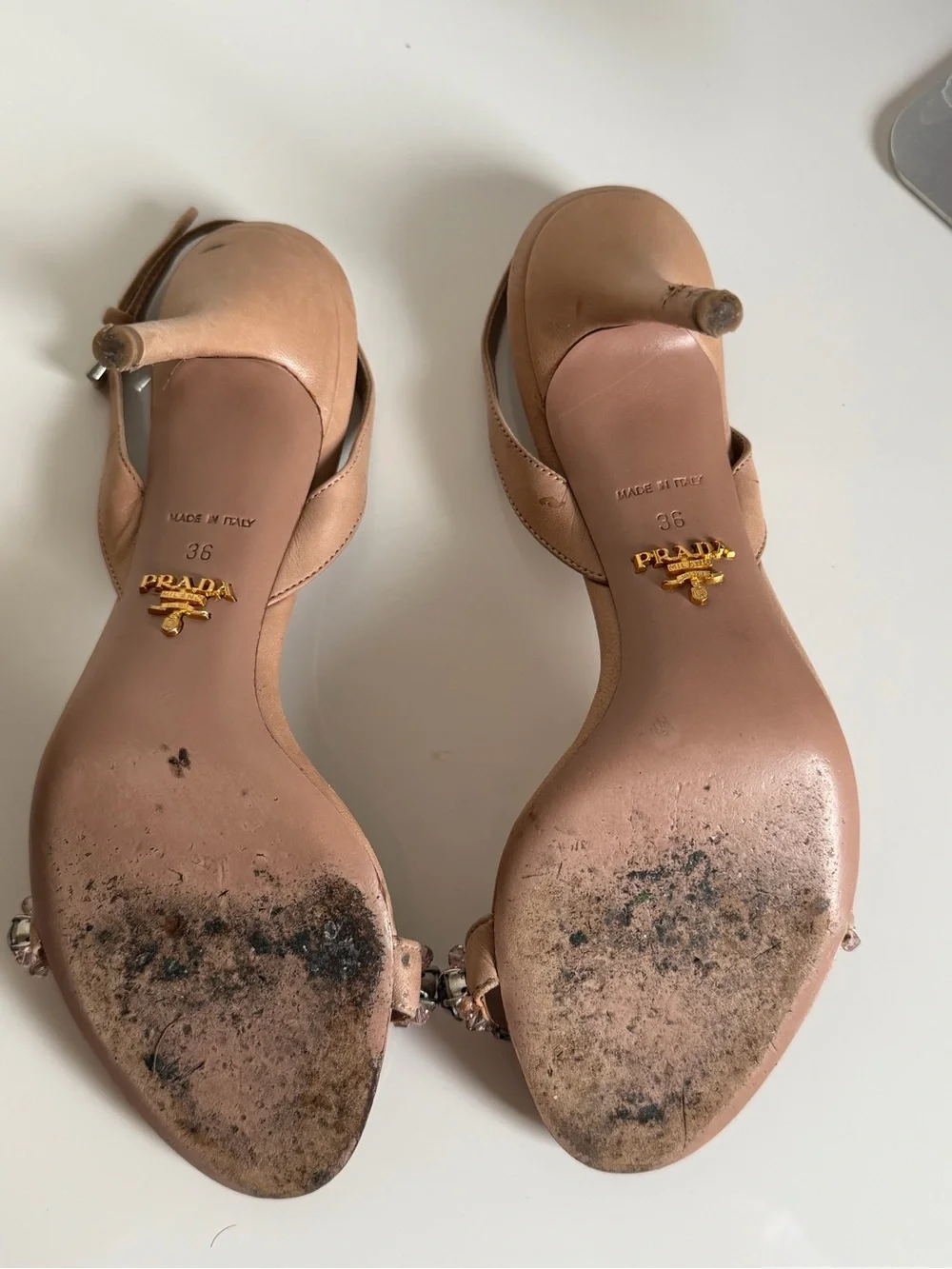 Vintage Prada Jeweled Satin Slingback Heels Size 36